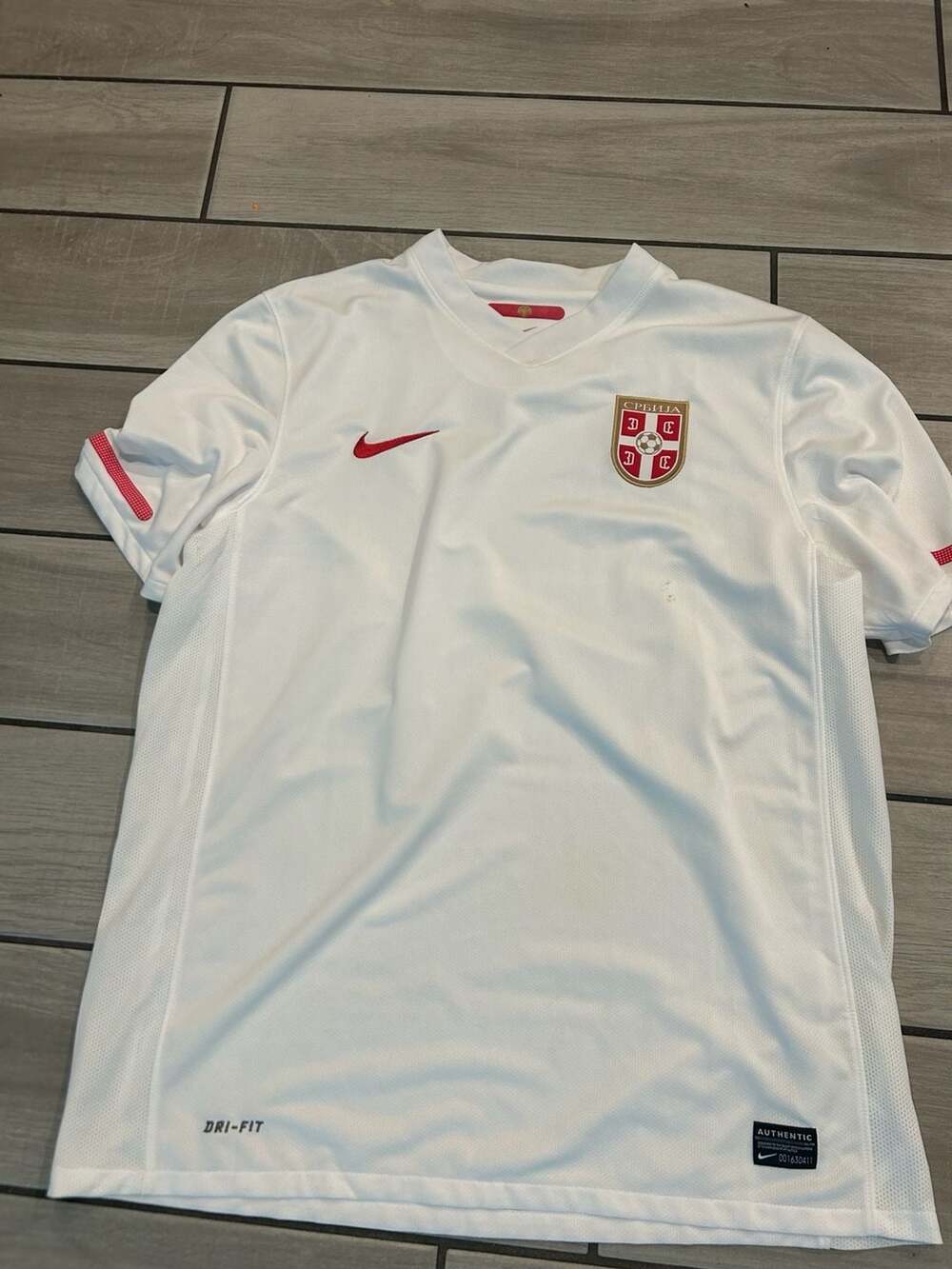 Nike Serbia 2010 Away Soccer Jersey Size L White Dri-Fit